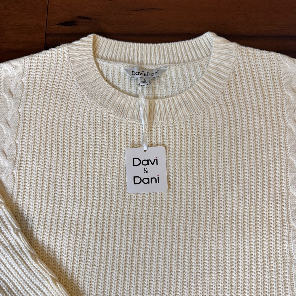 IVORY LONG SLEEVE KNIT SWEATER - Picture 7 of 10